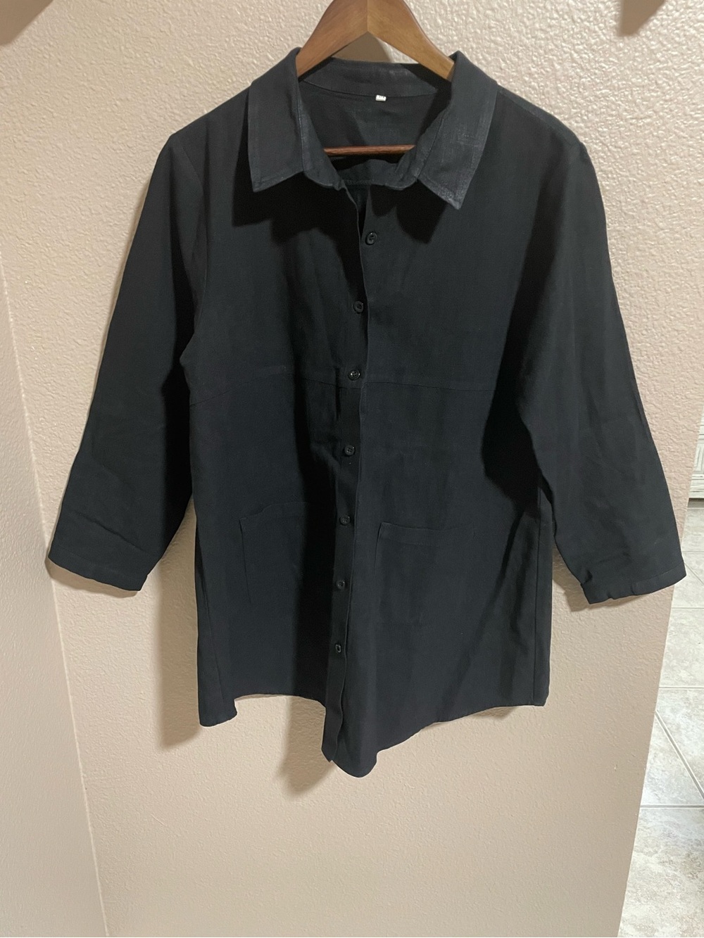 Lightweight Women’s Linen Black Button-down Shirt